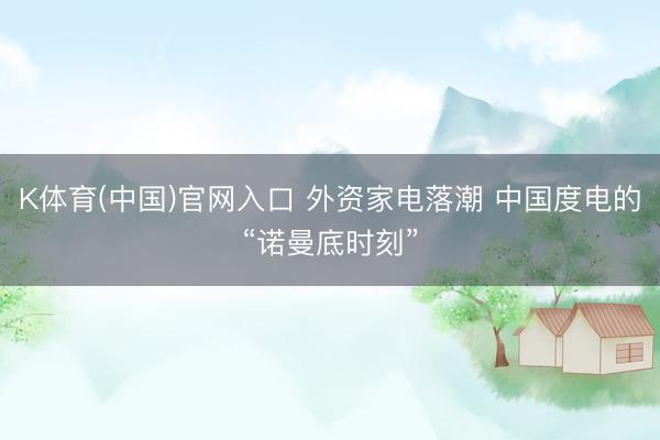 K体育(中国)官网入口 外资家电落潮 中国度电的“诺曼底时刻”