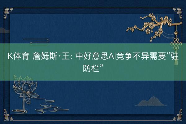 K体育 詹姆斯·王: 中好意思AI竞争不异需要“驻防栏”