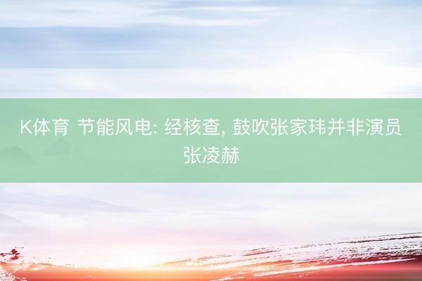 K体育 节能风电: 经核查， 鼓吹张家玮并非演员张凌赫