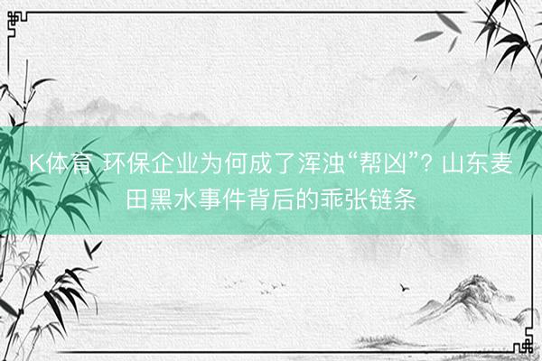K体育 环保企业为何成了浑浊“帮凶”? 山东麦田黑水事件背后的乖张链条