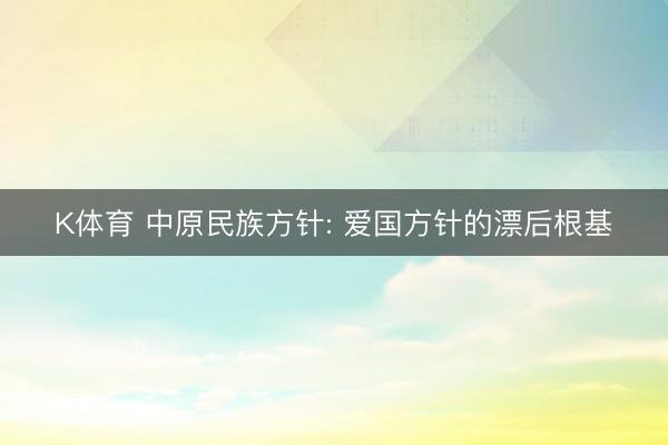 K体育 中原民族方针: 爱国方针的漂后根基